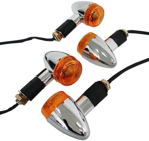 4~chrome bullet turn signals for harley softail sportster chopper bobber cruiser