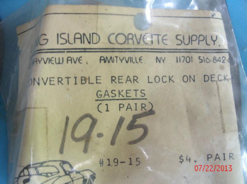 1963-67 Chevy Corvette C2 Convertible Top Rear Lock Gasket, US $2.00, image 2