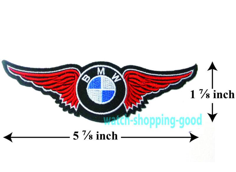 Bmw wing brand - red embroidered sew or iron on patch