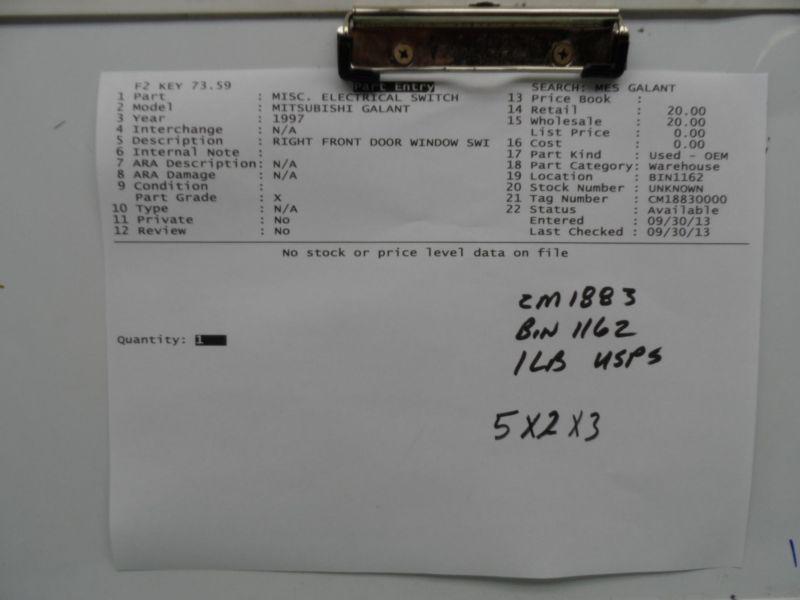 RIGHT FRONT DOOR WINDOW SWITCH OEM MITSUBISHI GALANT 1997, US $20.00, image 8