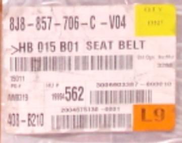 Audi tt  vw right side seat belt 8j8857706cv04 mib oem
