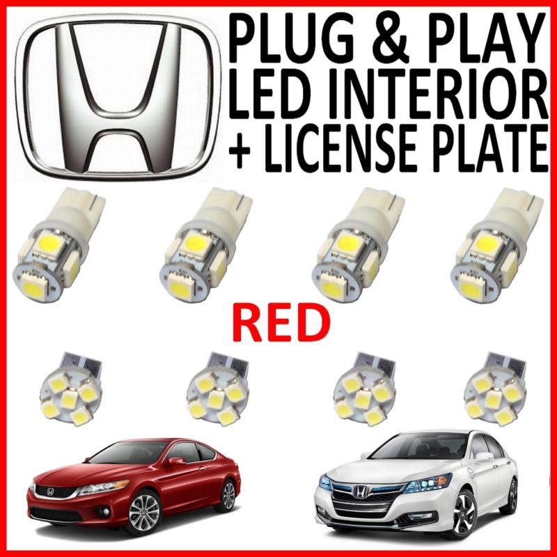 8 piece super red led interior package kit + license plate tag lights ha2r