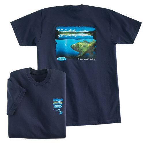 Ford motor company bass fishing a tale worth telling medium or xxl blue shirt!
