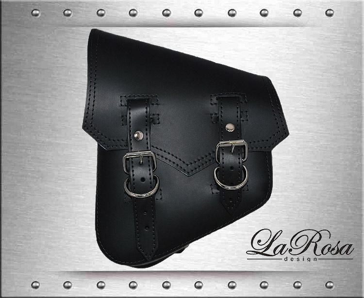 Larosa black leather classic design hd softail rigid frame left mount saddlebag