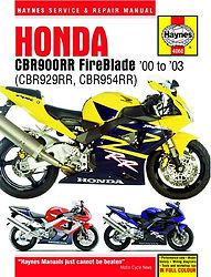 Haynes service manual for honda cbr900rr (fireblade), '00 '01 '02 '03