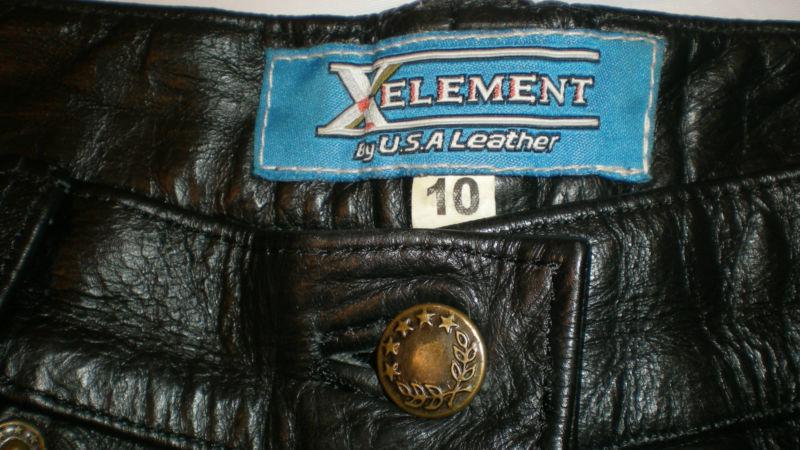 X ELEMENT By U.S.A. Leather Five Pocket Motorcycle Leather Pants EUC Size 10, US $24.95, image 3
