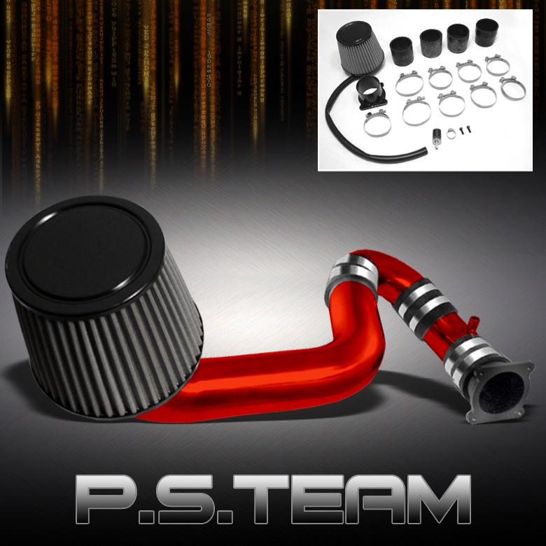 02-06 altima 4cyl red aluminum cold air intake+stainless washable mesh filter
