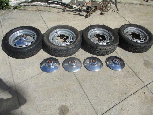 Porsche 356 &amp; volkswagen factory rims 1958 , hubcaps, 4 4.5x15 rims w/firestone