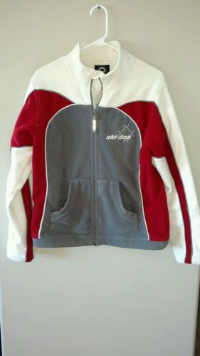 Ski-doo brp women's fleece zip up grey &amp; red size large