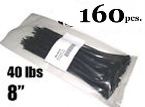 8&#034; black nylon plastic wire ties 160 pieces