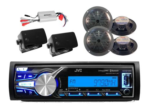 New jvc marine car ipod iphone control bluetooth radio, black speakers, 800w amp