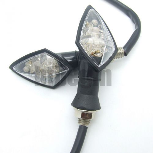 2xnew universal motorcycle black led turn signal indicators blinker amber light