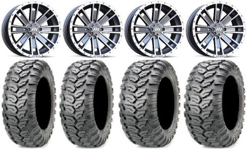 Msa machined ambush 15" atv wheels 27" ceros tires suzuki kingquad