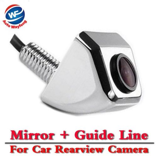 Car night vision rear view parking camera mirror+guide line chrome camera