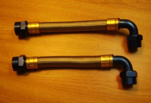 (2) bmrs an -12 braided steel hoses 10 1/2" &amp; 11" w/ str &amp; 90 deg fittings nhra