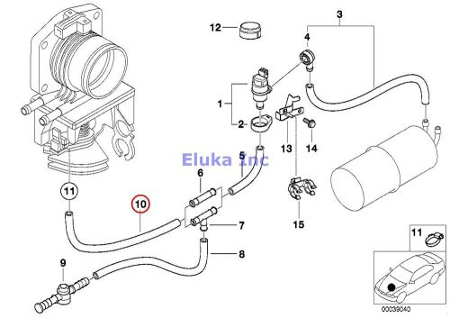 Bmw genuine fuel injection fuel tank breather valve hose elbow e39 13901433636