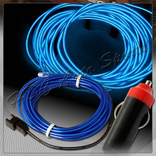 Universal blue electroluminescent el wire neon glow rope +cigarette plug adapter