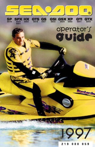 Sea-doo owners manual book 1997 sp, spx, hx, gts, gs, gsi, gsx, xp, gti &amp; gtx