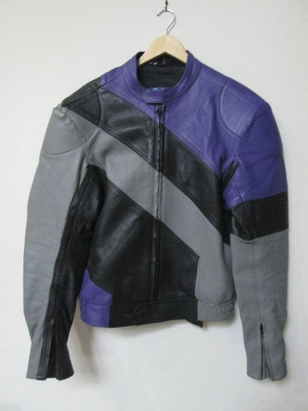 Vintage vetter leather men's cafe style motorcycle jacket, size 40, tricolor