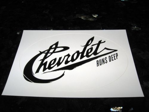 Chevy chevrolet runs deep classic logo bumper window decal vinyl sticker oval bw