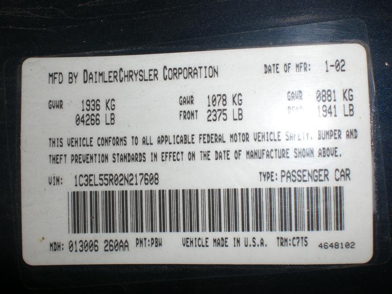 01 02 03 SEBRING THROTTLE BODY THROTTLE VALVE ASSM CONV SDN 2.7L AT, US $60.00, image 9