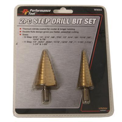 Performance tool step drill bit 2-piece set w9004