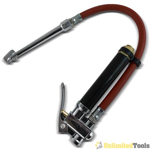 Auto motorcycle truck air tire inflator w/ gauge 10-120psi 6" chuck 12" hose new