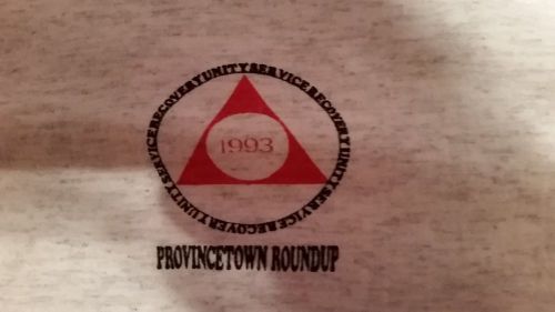 2 long sleeve gray/ white tshirts xl 100% cotton 1992-3 provincetown aa roundup