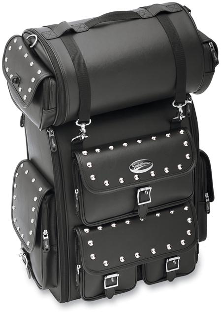Saddlemen ex2200s sissy bar bag w/ studs - harley touring luggage pack universal
