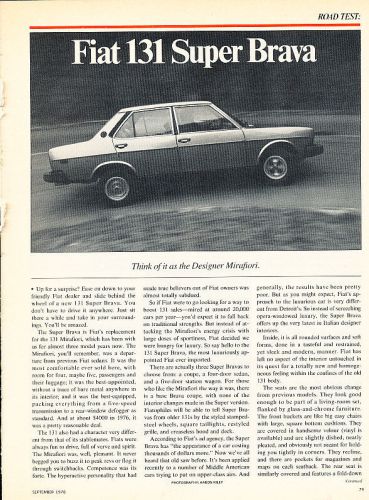 1978 fiat 131 super brava - road test - classic article d162