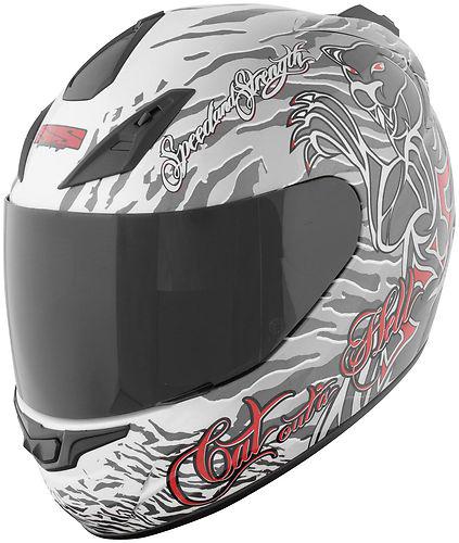 Speed and strength ss1000 cat out'a hell silver/white helmet size 2xsmall