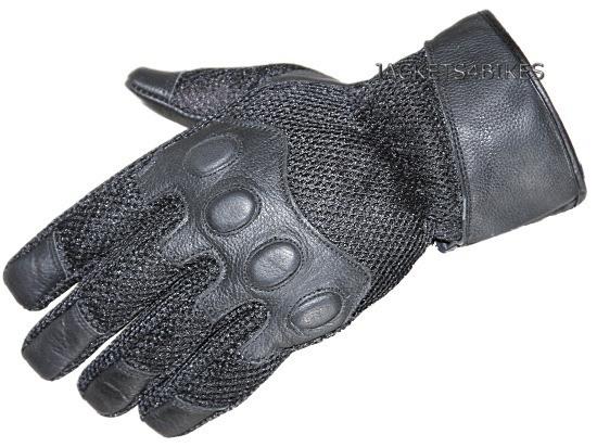 New biker mesh leather full motorcycle gloves black l
