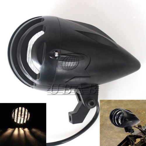 Black bullet custom grill 35w h4 hi/lo headlight for harley bobber chopper