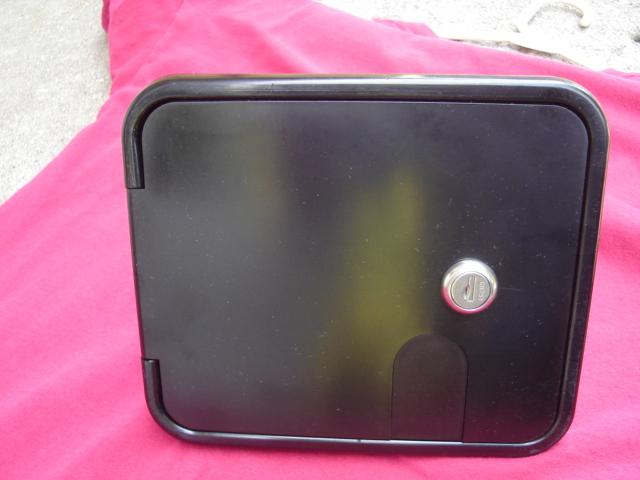 Black camper gravity & city water fill dish door lock rv trailer w/ checkvalve