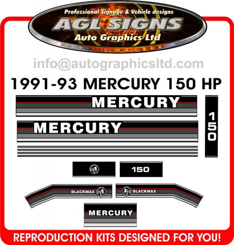 1991 - 1993  mercury 150 outboard decals , 135 hp also available