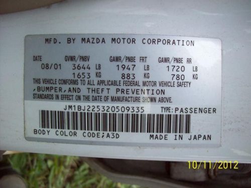 Air bag driver's steering wheel fits 01-05 mazda mx-5 miata 208450
