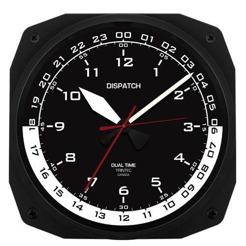 Trintec zulu clock 12 &amp; 24 hour dual time utc military  instrument clock 10&#034;