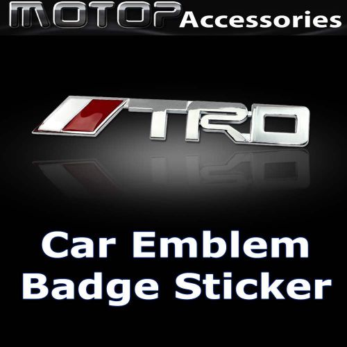 Chrome silver trd 3d metal racing front badge emblem sticker decal self adhesive