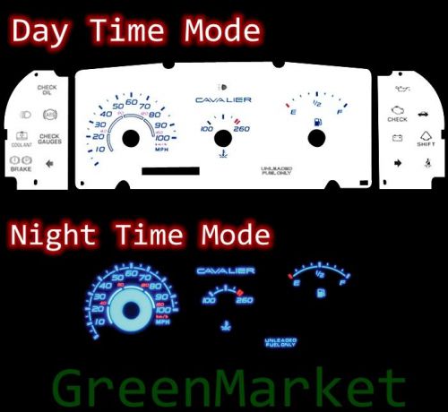91-94 cavalier w/o rpm white face blue indiglo glow gauges