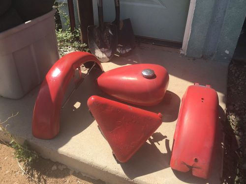 Front fender oil bag and rear fender and tank