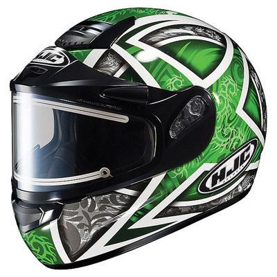 Hjc - snowmobile helmet with electric shiled - cs-r1 daggar green - adult small