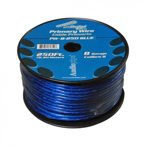 Power wire 8ga 250' blue audiopipe pw8bl wire
