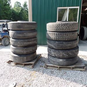 10 used tires wheels 2 11.00r24 8 11.00r22.5  load range h tube-type bud stile