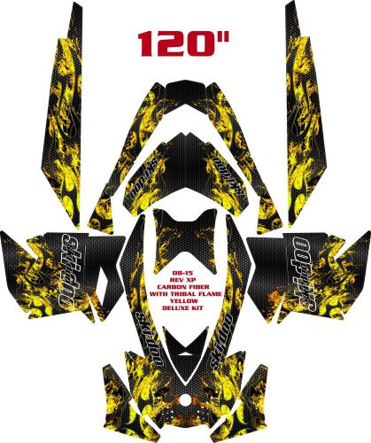 Snowmobile ski doo wrap kit rev,xp, xr,xs,xm 03-16 carbon fiber w/ flame deluxe