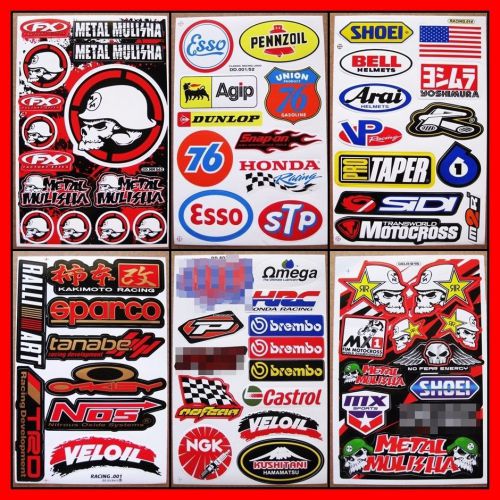 Motocross dirt rider  car  racing bike  atv nos nitrous stickers 6 sheets