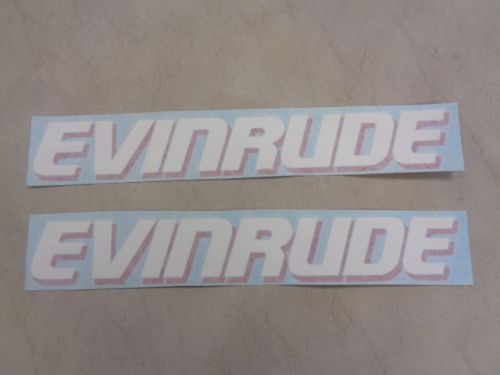 Evinrude decal pair ( 2 ) red / white 10 7/8&#034; x 1 5/8&#034; marine boat