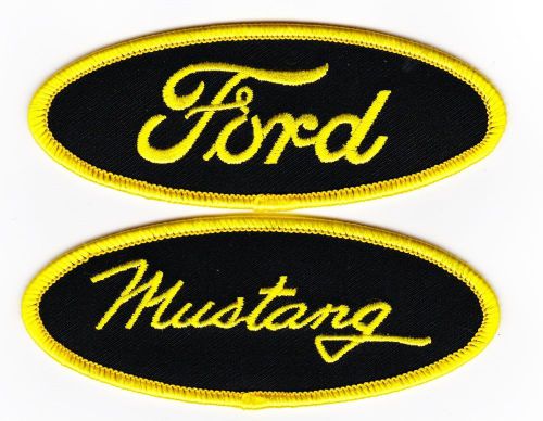 Ford mustang black yellow iron on patch embroidered car cobra mach 1 5.0 v8