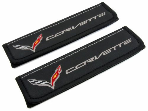 Leather car seat belt shoulder pads covers cushion for chevrolet corvette 2pcs