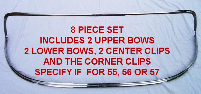 55,56,57 chevy sedan windshield molding trim set restore able or driver quality