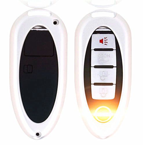Nissan aluminium silver smart remote key cover case fob shell holder w/ keyring